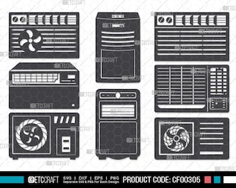 Archivo de corte SVG de aire acondicionado / Silueta de aire acondicionado / Svg de suelo / HVAC / Paquete de aire acondicionado portátil / Eps Dxf Png