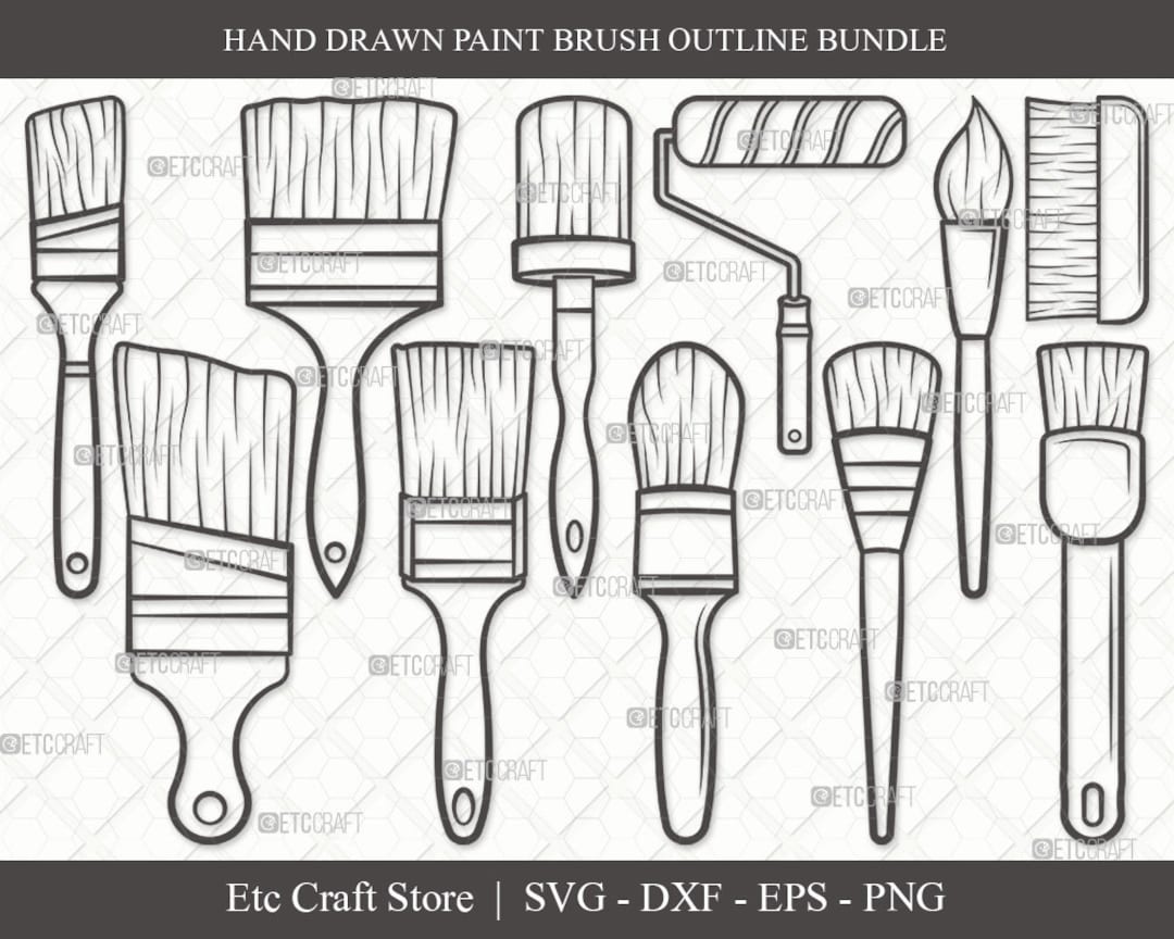 Paint Brush Outline SVG Cut File Paint Roller Svg Brushes Svg Painting