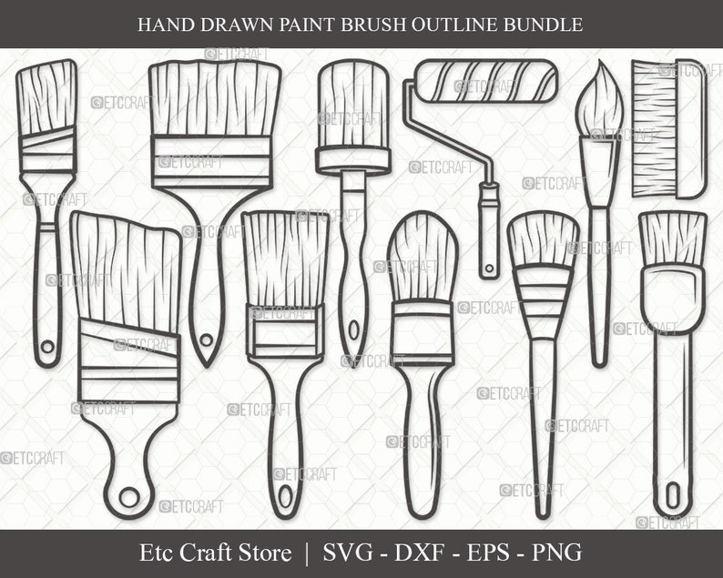 Paint Brush Outline SVG Cut File Paint Roller Svg Brushes Svg Painting