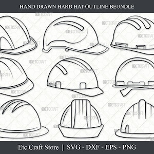 Hard Hat SVG, Hat Outline, Construction Svg, Safety Helmet Svg, Engineer Hat Svg, Helmet Svg, Worker Helmet Svg, Builders Hat Bundle