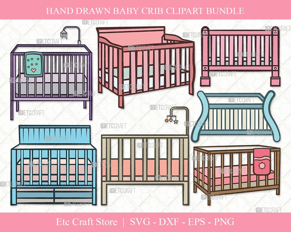 Baby Crib Clipart SVG Cut File Baby Crib Svg Baby Svg Etsy