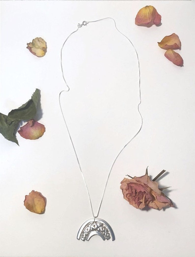 Handmade Sterling Silver Pendant Necklace Hand Carved Silver Pendant Everyday Glamour Handmade Sterling Silver Pendant Long Necklace