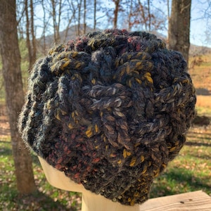 Hand Crocheted Chunky Wool Blend Celtic Weave Stitch Hat- Available in 60 Colors!