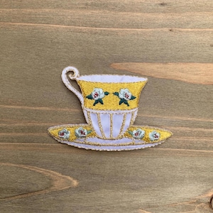 Teacup With Saucer Decorative Applique Patch For Crafts And Sewing! Iron, Sew, Glue On!