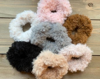 Hand Crocheted Faux Fur Hair Scrunchie - Soft and Fluffy! Available in 7 Colors!