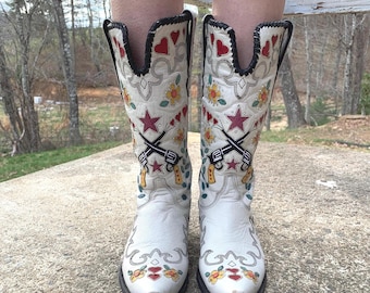 Double D Ranch Old Gringo Cowgirl Bandit Boots – Embroidered Western Style Size 7.5