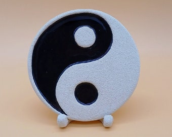 Yin yang plate for wall and table, Yin Yang Ceramic Plate, Yin Yang Decoration Mandala, Meditation Symbol, Balance Symbol, Black And White