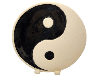 Yin Yang Ceramic Plate, Yin Yang Plate For Wall And Table, Yin Yang Decoration Mandala, Meditation Symbol, Balance Symbol, Black And White