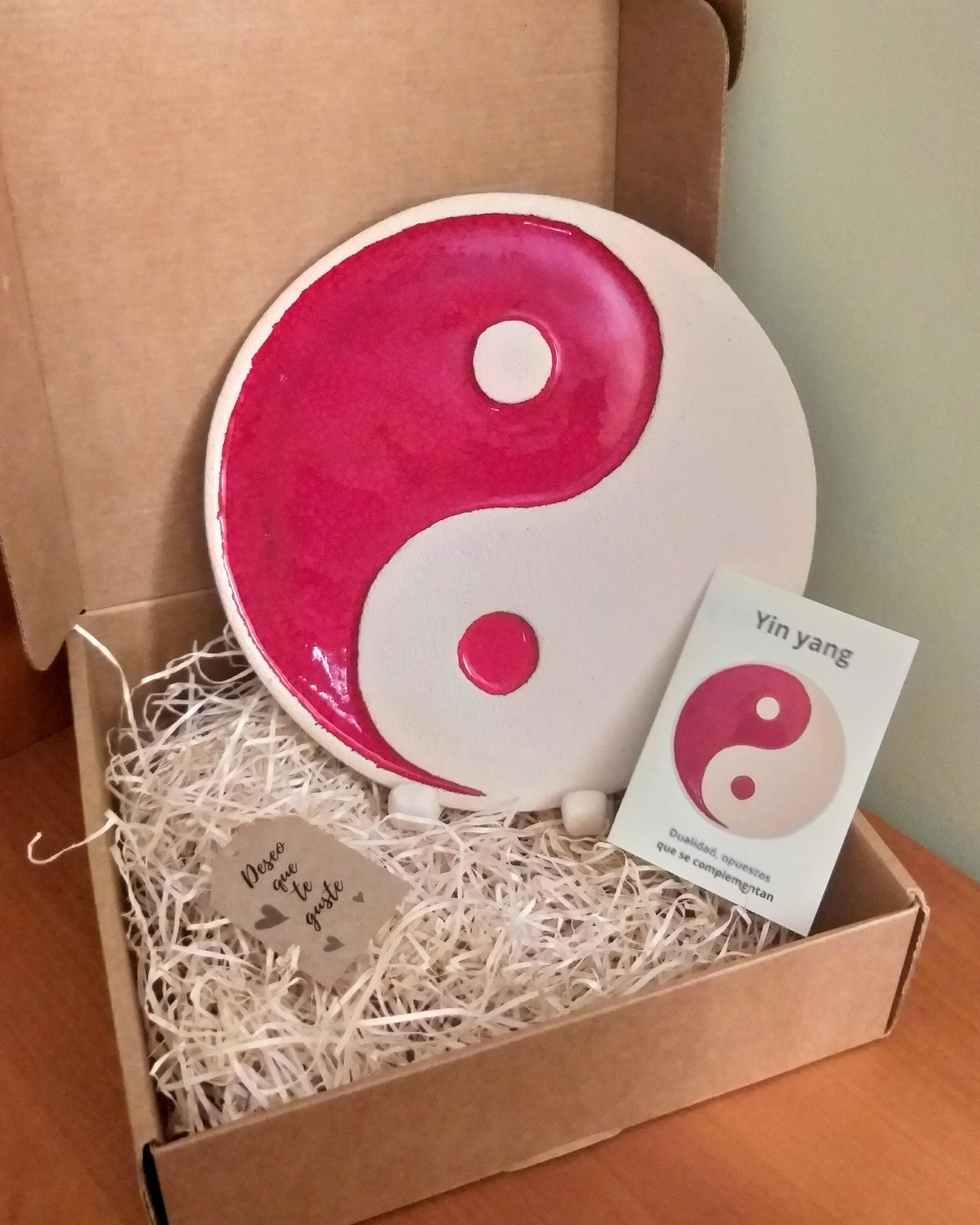 Yin Yang Ceramic Red and White, Yin Yang Plate for Wall, Yin Yang With Tabletop Stand, Symbol of ...