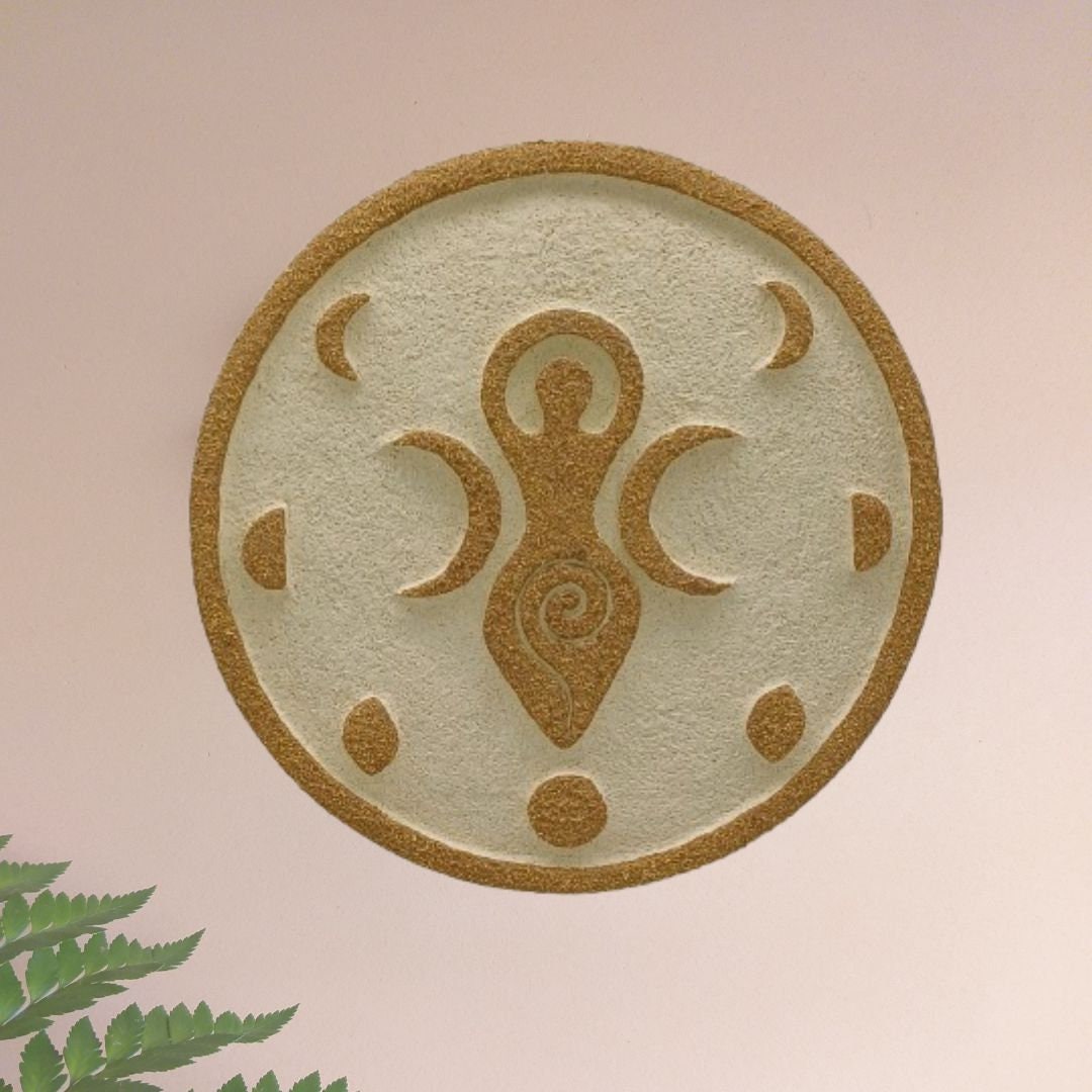 Triple Goddess and Moon Phases Ceramic Plate, Spiritual Decor for Altar ...