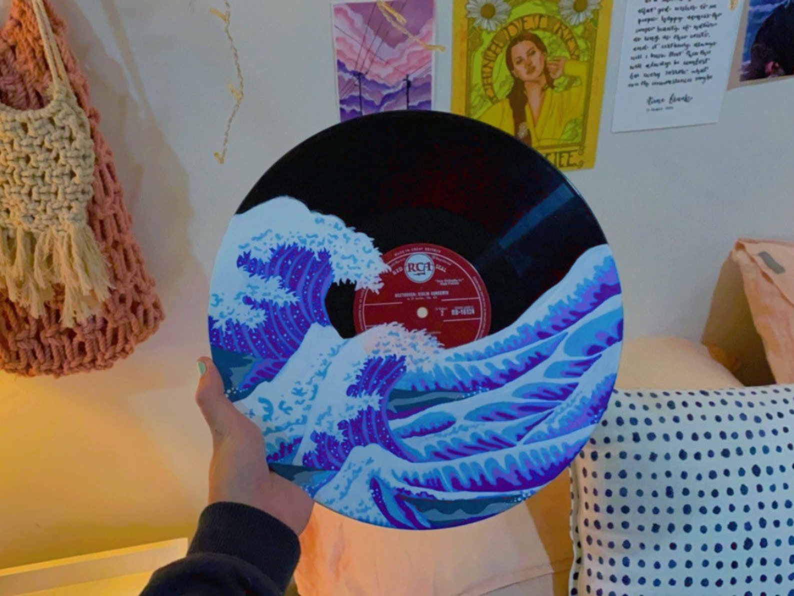 Custom painted vinyl records Hand painted aesthetic design Etsy