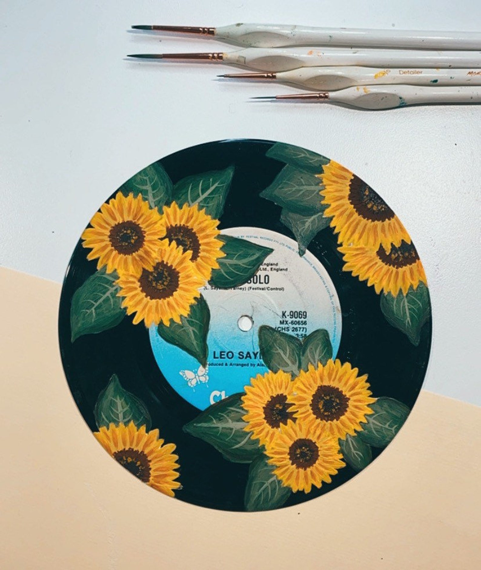 Custom painted vinyl records Hand painted aesthetic design Etsy
