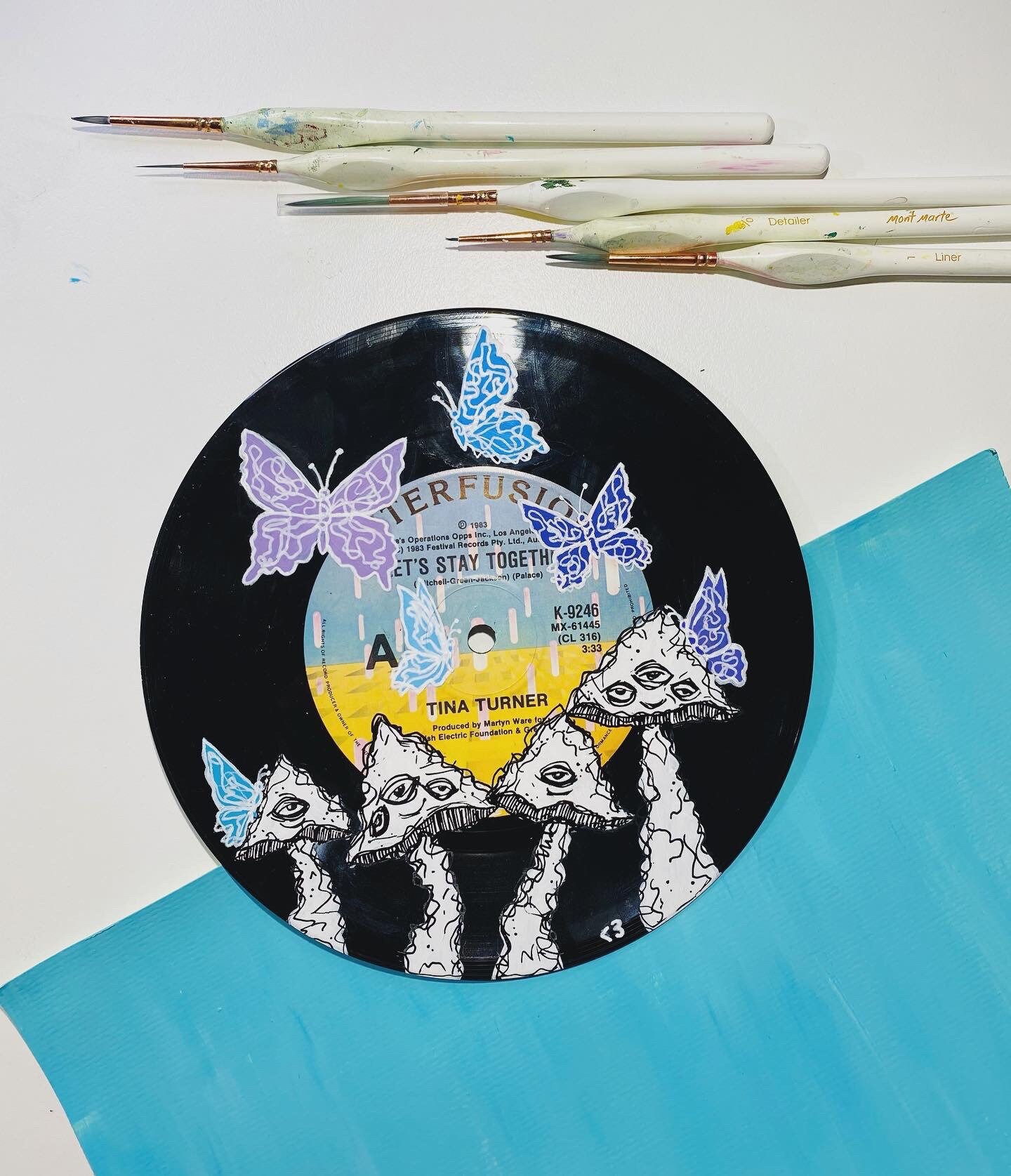 Custom painted vinyl records Hand painted aesthetic design Etsy