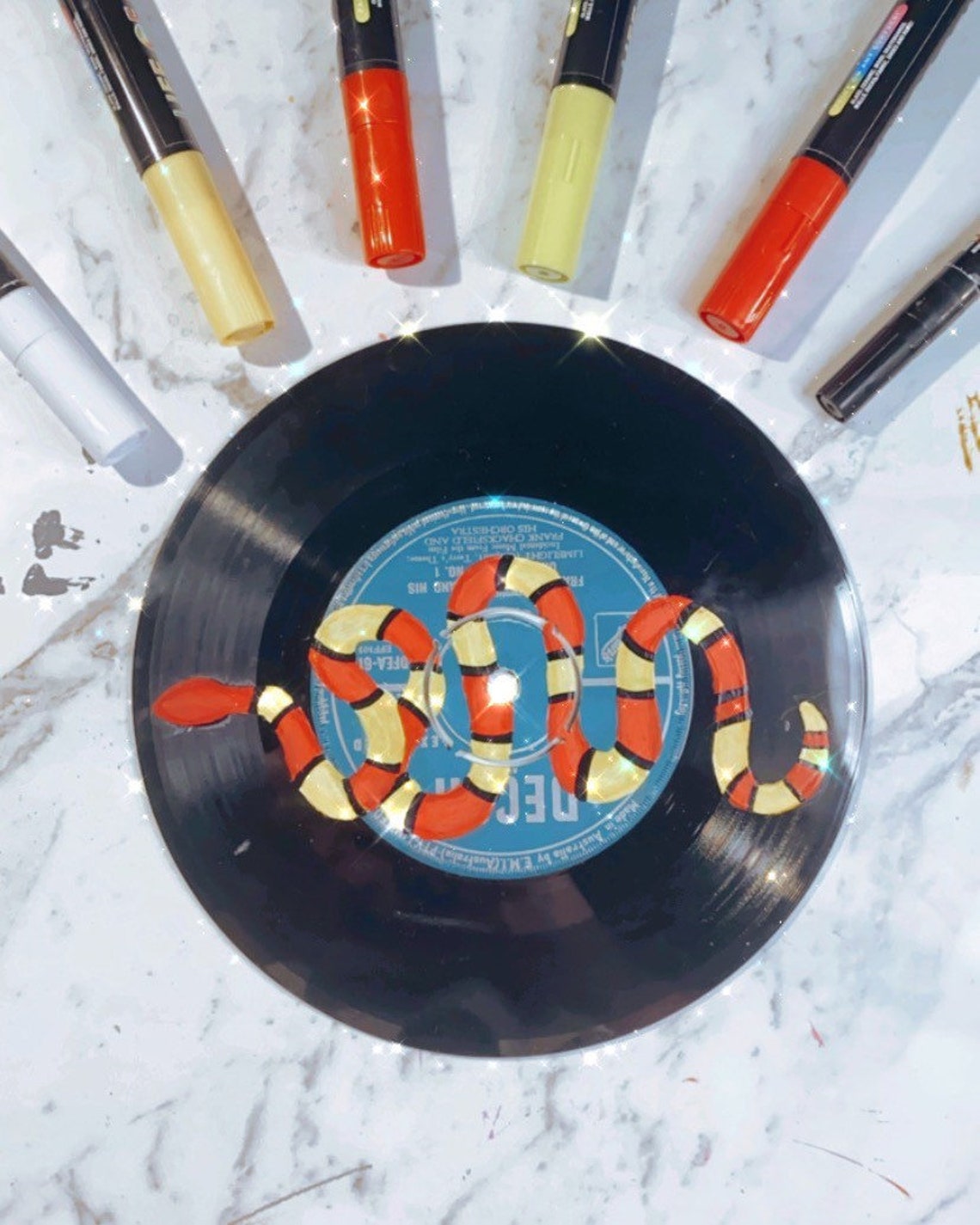 Custom painted vinyl records Hand painted aesthetic design Etsy