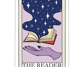 The Reader Tarot Card Vinyl Sticker, Bookish Sticker, Bookworm Gift, Witchy Sticker, Rather Be Reading, Librarian Gift, Occult Sticker