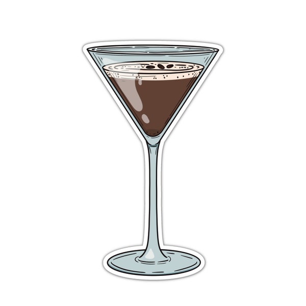 Espresso Martini Cocktail Vinyl Sticker, Cocktail Decal, Signature Drink Menu, Wedding Cocktail, Martini Sticker, Water Bottle, Laptop Decal