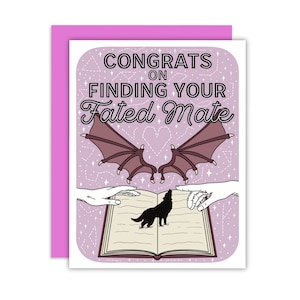 Parabéns por encontrar seu companheiro predestinado, cartão de felicitações, cartão de livro, presente de melhor amiga de livro, fada de livro, romantismo com asas, presente de romance de fantasia