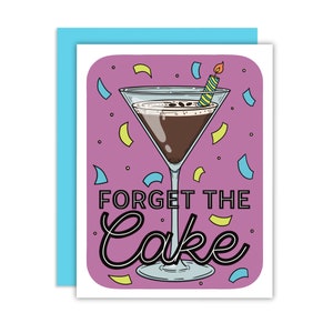 Dimentica la torta Espresso Martini Cocktail Biglietto di auguri, Biglietto di buon compleanno, Cin cin, Cocktail Art