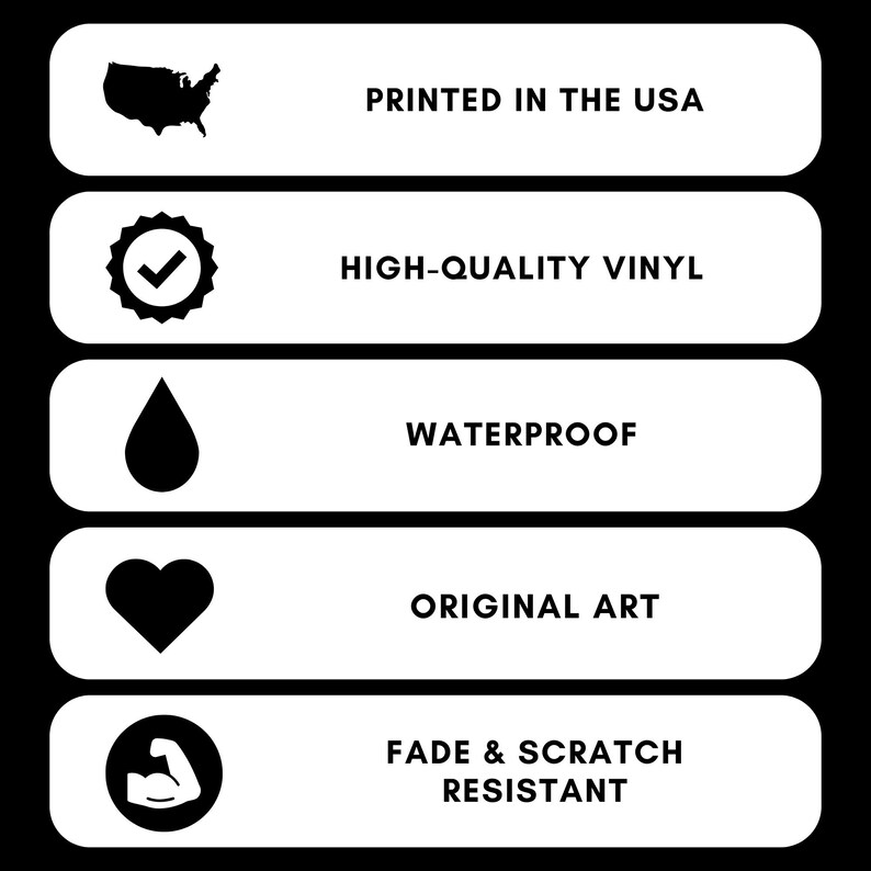 Vinyl Stickers Features Graphic - Printed in the USA, High-quality vinyl, waterproof, original art, fade and scratch resistant