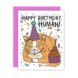 Carte de voeux joyeux anniversaire chat humain, cadeau pour amoureux des chats, chat orange, appréciation, amour, rétablissement
