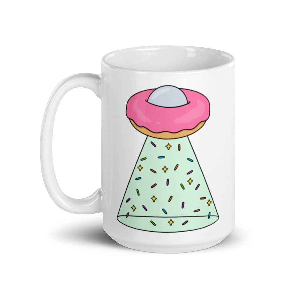 Funny UFO Coffee MugDonut Abduction Coffee Cup with Lid Doughnut Abduction 