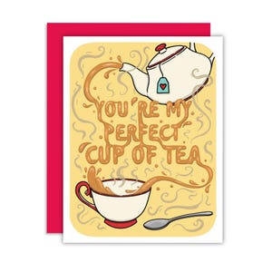 Tarjeta de felicitación "Eres mi taza de té perfecta", pensando en ti, día de San Valentín, te amo, amante del té