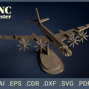 Aereo Orso Tu-95MS (modello digitale) / modello vettoriale CNC per router CNC, macchina CNC, taglio laser, fresatrice