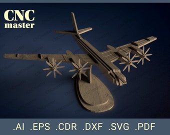 Tu-95MS Bear aircraft (Digital Model) | CNC vector model for CNC router, CNC machine, laser cutting, milling machine