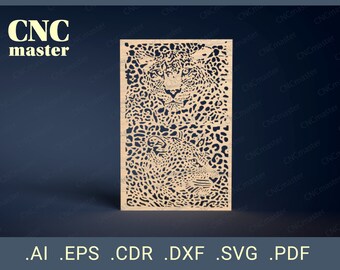 Decorative plaque "Leopards" (Digital Model) | CNC vector model for CNC router, CNC machine, laser cutting, milling machine