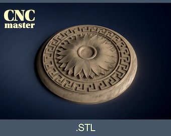 Round Rosette Décor #3 - 3D STL model (Digital Model) | STL 3D model for CNC router, cnc machine, milling machine