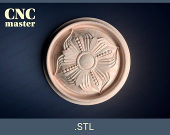 Rundes Rosette Dekor 3D STL Modell (Digital Model) | STL 3D Modell für CNC-Fräser, CNC-Maschine, Fräsmaschine