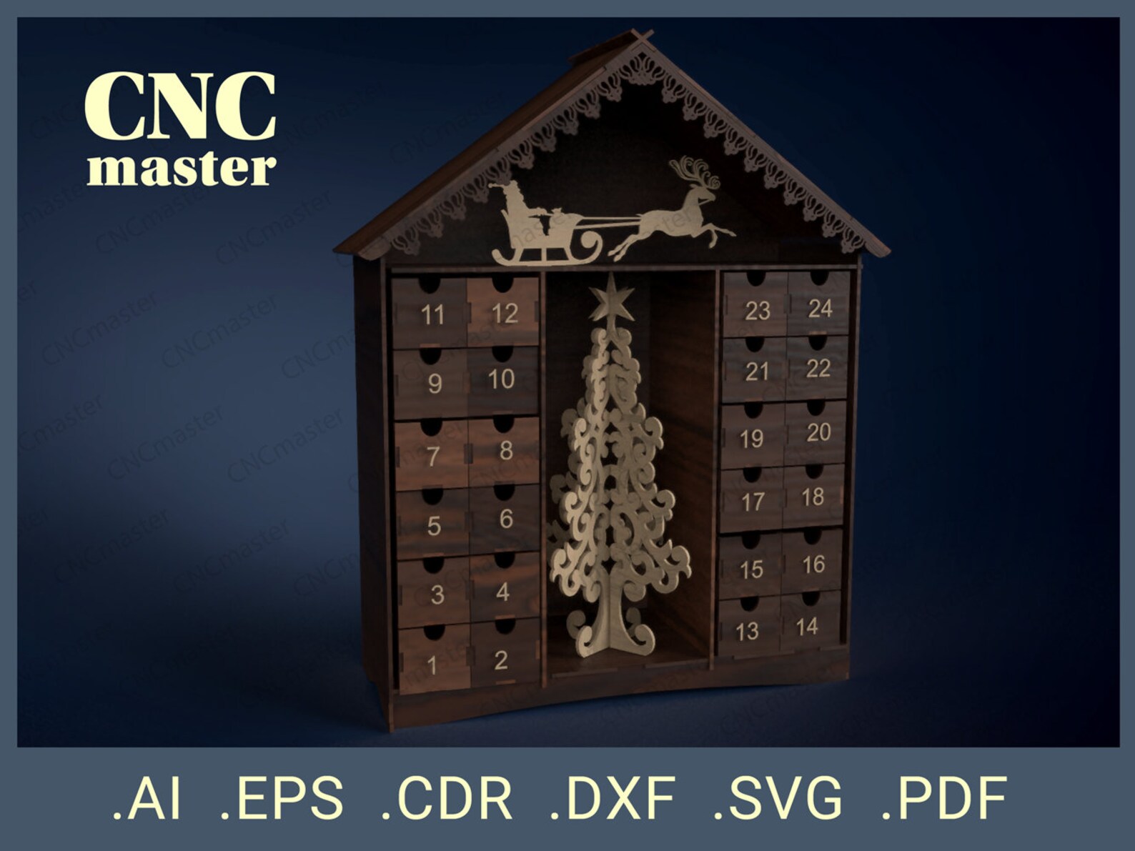Advent Calendar digital Model CNC Vector Model for CNC Router, CNC