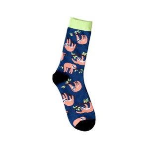Sloth Blue and Green Socks, Sloth Animal Socks