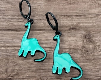 Brontosaurus Dinosaur Enamel Earrings—Cute & Quirky Design, Two Color Options, a Perfect Gift for Dino Lovers!