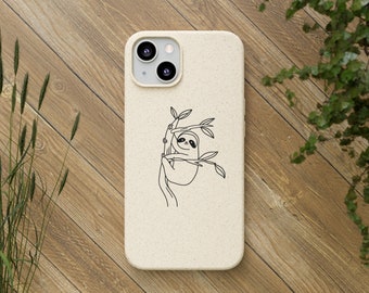 Estuche biodegradable Sloth Line Art - ¡Estilo ecológico! Perfecto para iPhone y Samsung, protéjalo con un toque de diseño minimalista de perezoso