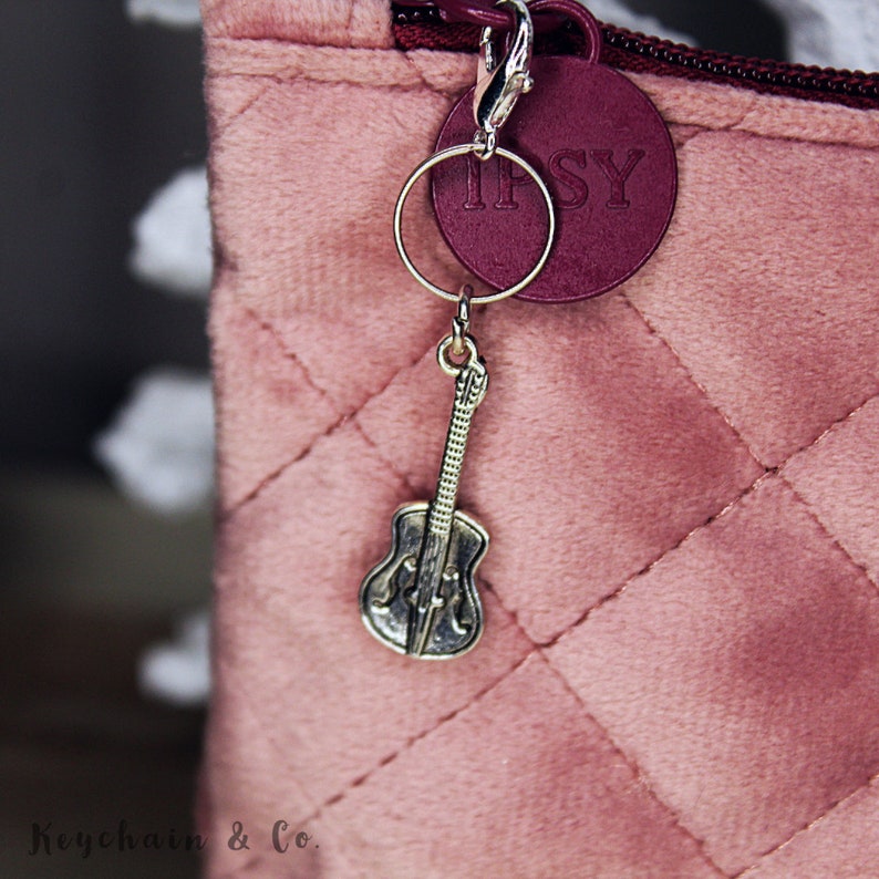 Guitar Zipper Pull Silver Plated