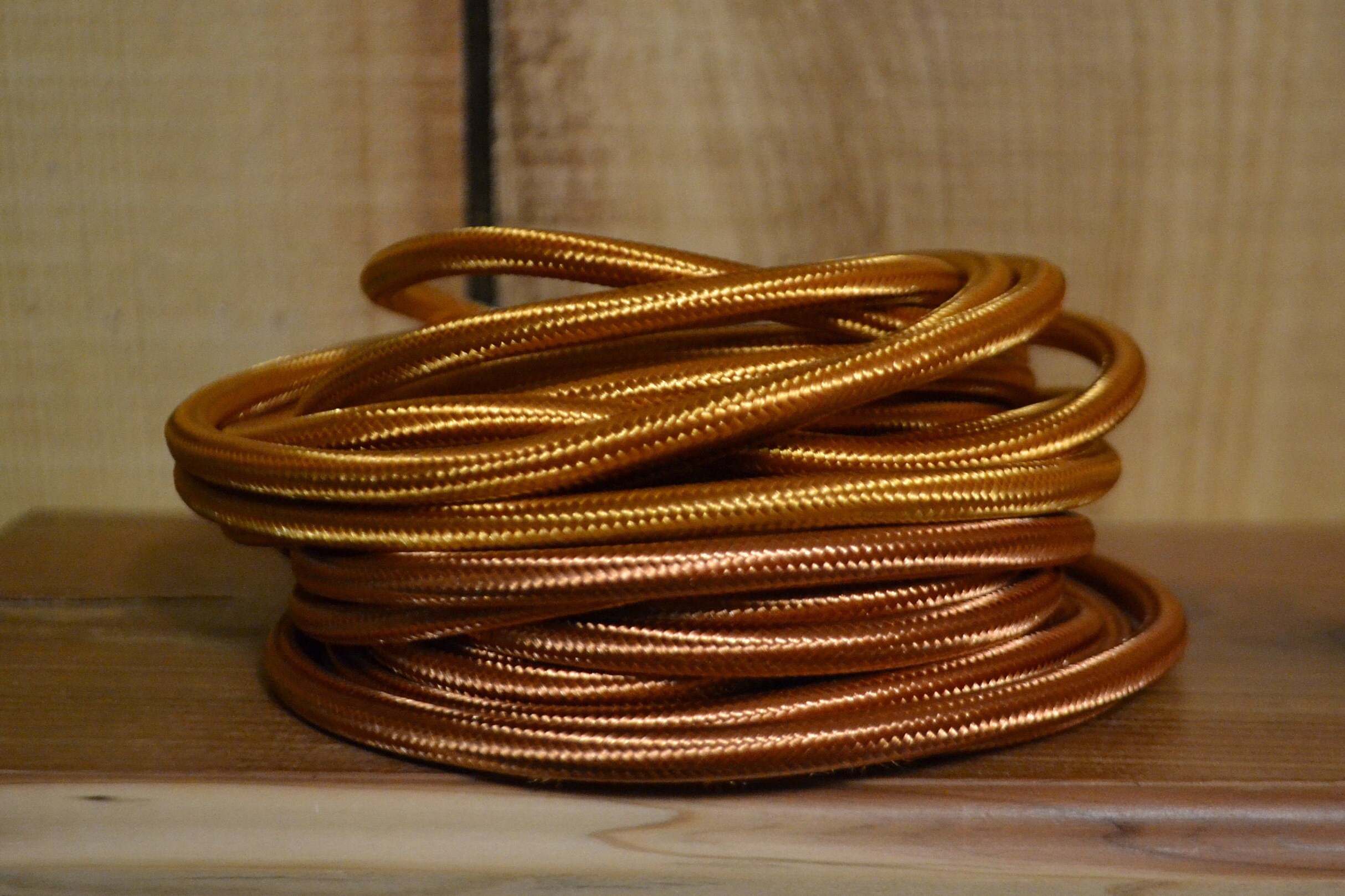 2 Core Fabric Covered Wire Electrical Cord Bronze and Gold Etsy