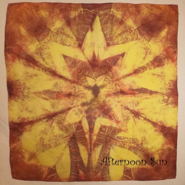 Shibori Dyed Habotai Silk Scarf, 21" x 21"