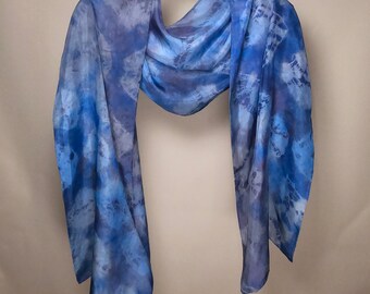 Shibori teñido Habotai bufanda de seda 14"x 72"
