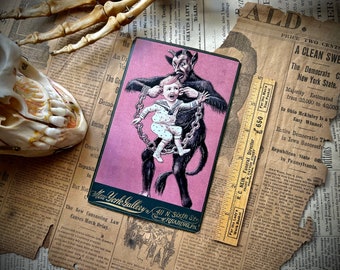 Carte de visite pour armoire victorienne Krampus Noël