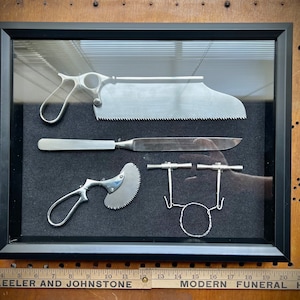 4x Limb Amputation Instruments Shadowbox Display