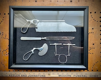 4x Limb Amputation Instruments Shadowbox Display