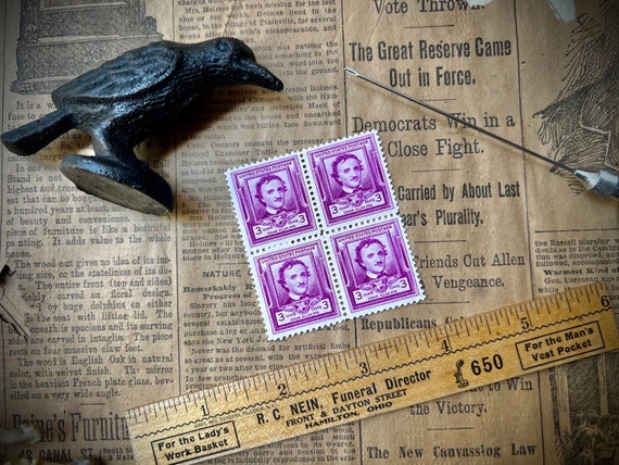 1949 Edgar Allen Poe Stamps x4