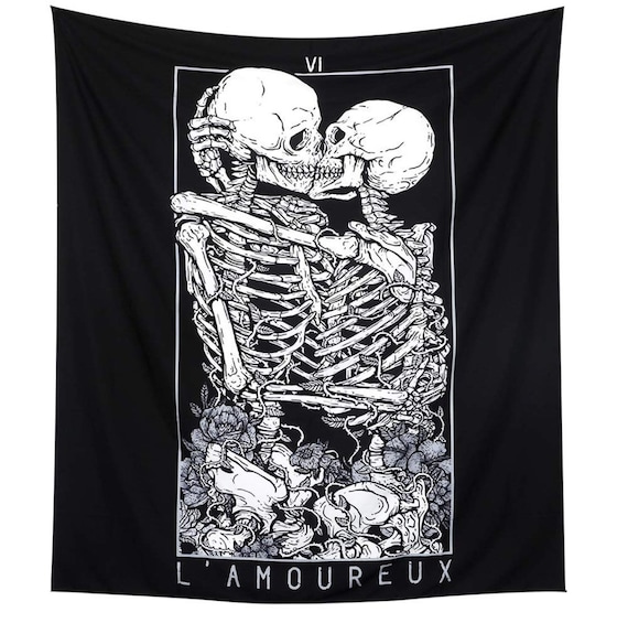 Large Kissing Skeletons lovers Tapestry Banner Flag Etsy
