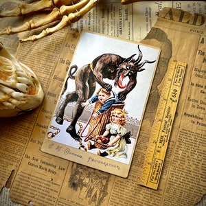 Carte de visite pour armoire victorienne Krampus Noël