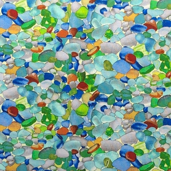Sea Glass Fabric / 100% Quilter Cotton Fabric / Multi-Colored Fabric 456E-MLT / Fabric by Elizabeth's Studio / 44" wide