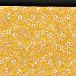 Yellow Gold Floral Fabric / 100% Cotton Fabric / Trellis Dance Gold Fabric / Yellow Gold Floral Fabric / by MDG