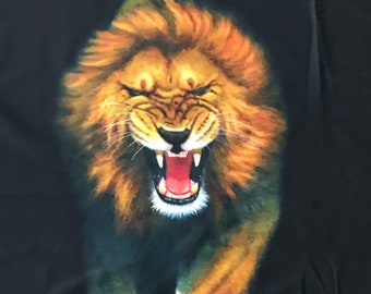 Lion Fabric Panel: Robert Kaufman Animal Kingdom Cotton Print (24" x 44")