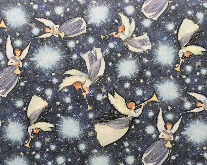 Christmas Angel Fabric / 100 Cotton Fabric / Nativity Angel Stars Toss