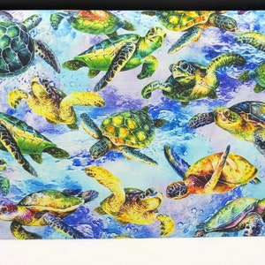 Ocean Fabric / 100% Quilter Cotton Fabric / The Reef / Sea Turtles Shallow Water / by Oasis Fabrics / 44&quot; wide